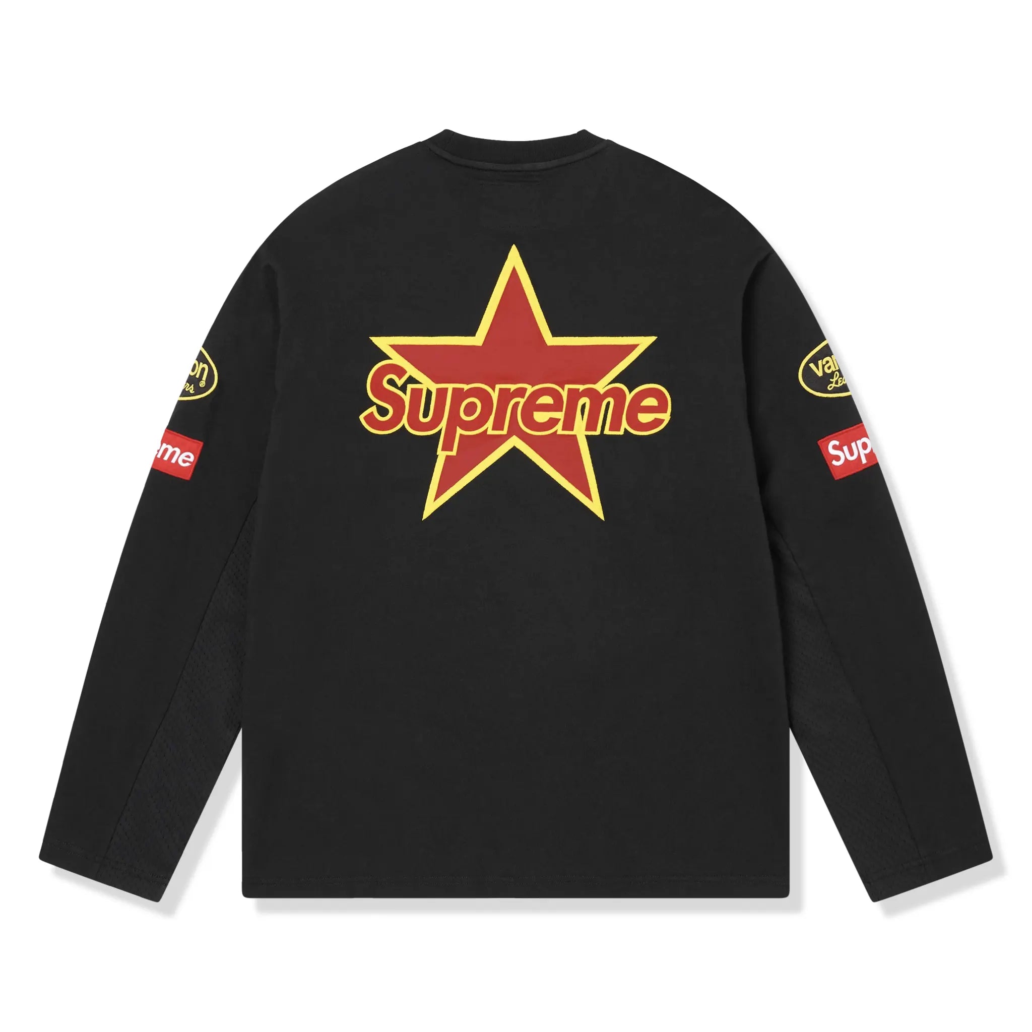 Back View of Supreme x Vanson L/S Black Top (SS26) SS26KN29-BLACK